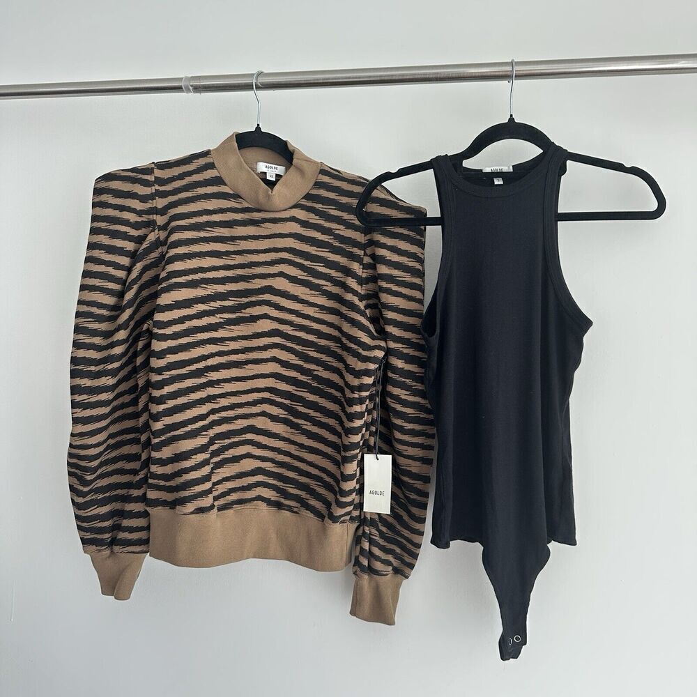 Agolde Sweatshirt‎ Bodysuit Lot Womens S XS Crew Neck Folded Sleeve Sweater Top - Picture 3 of 8